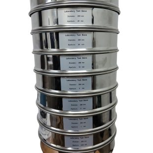 Juego Tamices Metálicos diámetro 20 cm. Apertura del tamiz 0.075mm/0.25mm/1mm/2mm/5mm/10mm/20mm/40mm y 60mm