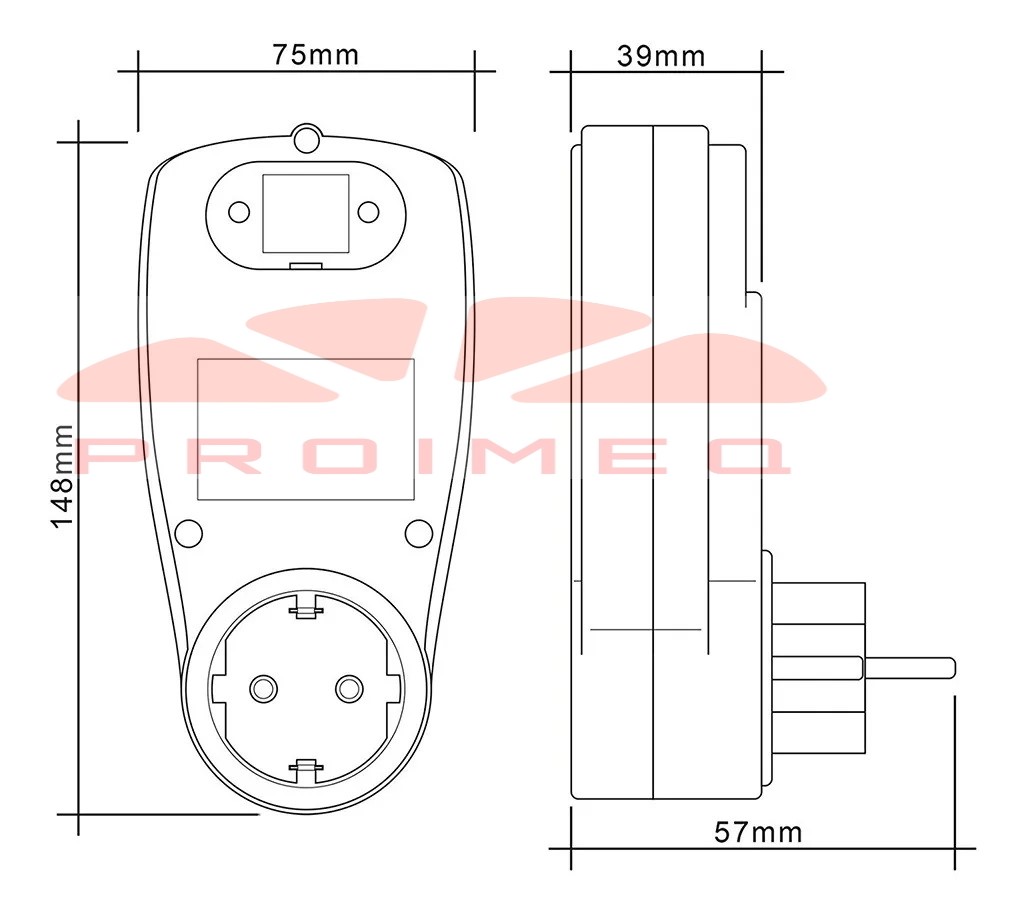 Medidor consumo wataje Watts voltaje watimetro c/bateria y adaptador Schuco - Imagen 4