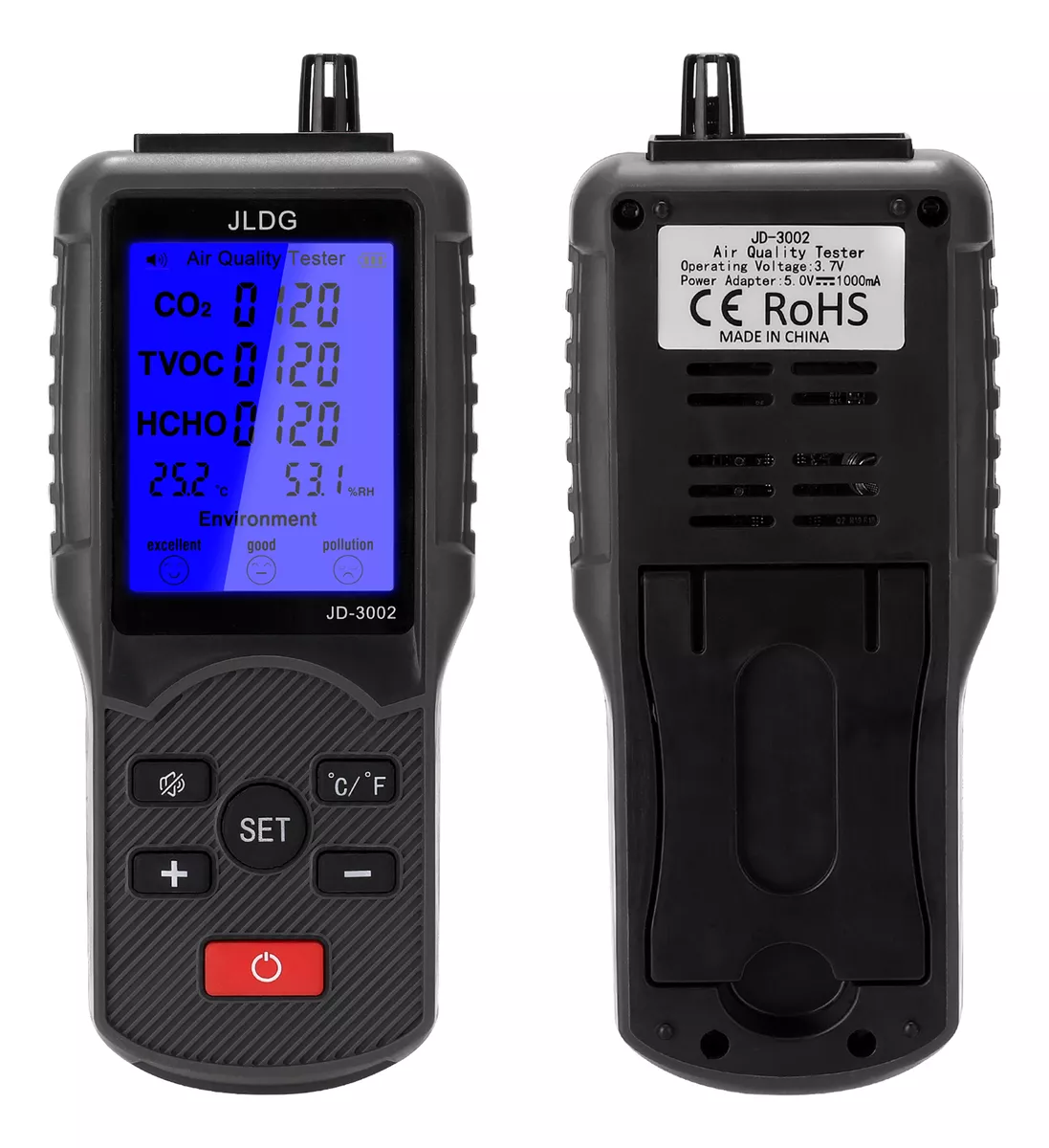 JD-3002 Monitor calidad aire CO2 TVOC (formaldeido) HCHO - Imagen 2