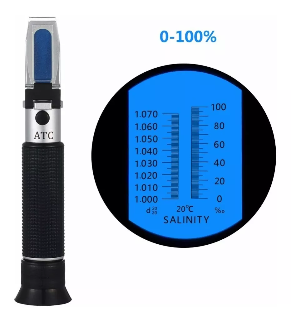 Refractometro Salinidad 0% y 100% 1%,0.001 SG - Imagen 2