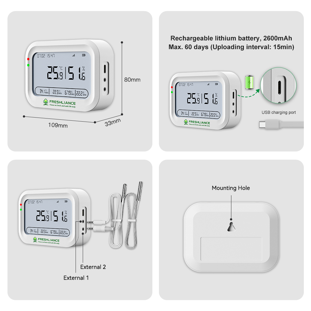 Datalogger Coeus Temperatura y Humedad 2 Sondas - Imagen 3
